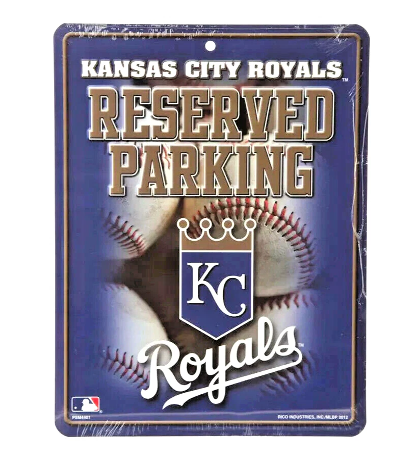 KANSAS CITY ROYALS MLB 8.5" X 11" EMBOSSED METAL RESERVED PARKING SIGN FREE SHIP - Image 1 of 1