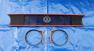 Griglia anteriore VW Golf 1 Cabrio Caddy griglia GTI griglia radiatore Jetta 1 listelli rossi top - Foto 1 di 7
