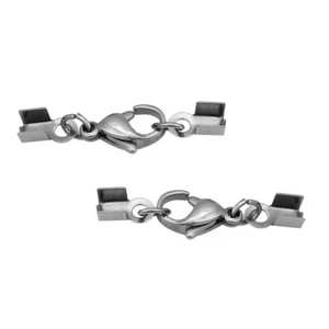 5x Stainless Steel Lobster Clasp + Fold Over Cord Ends fit 3mm Cord Set,End Caps - Picture 1 of 3