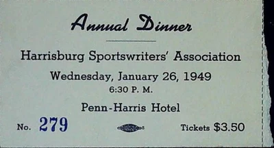 Boleto de cena Stan Musial Hank Greenberg Jimmy Foxx 1949 Harrisburg Sportswriter Foto 1 de 3