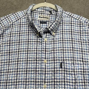 Barbour Men’s Blue White Plaid Button Down XL Southern Coastal Prep Classic - Picture 1 of 9