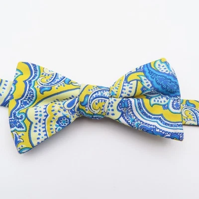 Izod 领结黄色蓝色佩斯利 2.5 英寸宽领带聚酯纤维 — 第 1/4 张图片