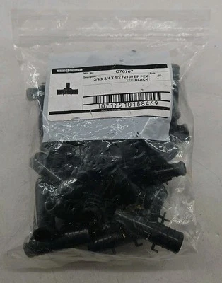 Jones Stephens - C76767 - 3/4" x 3/4" x 1/2" Poly Pex Reducing Tee  - Bag of 24 - Image 1 of 3