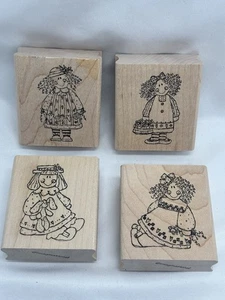 4er Set NEUE Holz Stempel LAND STOFFPUPPEN Fantasie NEU - Bild 1 von 7