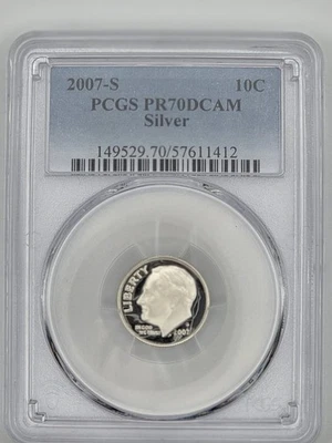 2007-S 10C Roosevelt Dime PCGS PR70DCAM Silver Proof 70 Ultra Cameo Top Grade! - Image 1 of 4