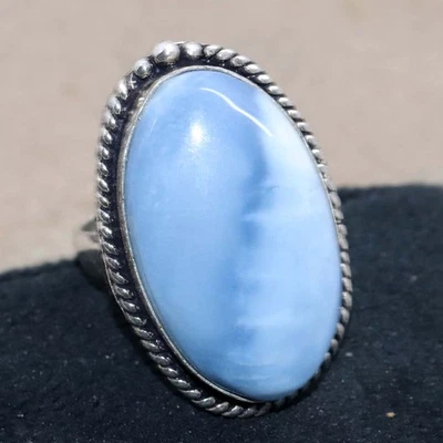 Кольцо с серебряным покрытием Owhyee Blue Opal 925 размер США 8,5 подарок на удачу JW - Изображение 1 из 3