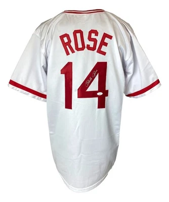 Pete Rose Cincinnati Signed White Baseball Jersey JSA Hologram - Image 1 of 3