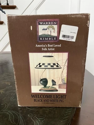 Warren Kimble 民间艺术家欢迎灯黑白猪全新带盒 — 第 1/4 张图片
