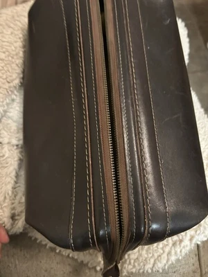 Bosca Utili-Kit  Brown Leather Toiletry Dark Brown Travel Kit Tote  VINTAGE - Image 1 of 4