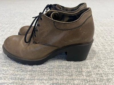 Botas al tobillo FLY London para mujer marrón con cordones de cuero talla: 39 EE. UU. 8,5 Foto 1 de 4