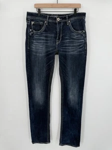 Jeans Salvage Supply Co fibbia uomo 36x37 blu caos gamba dritta denim elasticizzato - Foto 1 di 12