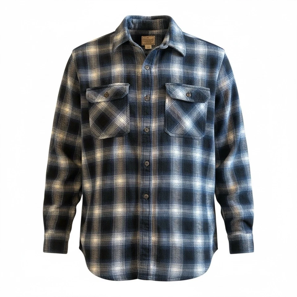 Schmidt Mens 3X Thick Heavy Plaid Flannel Blue White Shirt Work Casual - Image 1 of 4