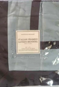 RESTORATION HARDWARE ITALIAN FRAMED SATEEN BEDDING EUCALYPTUS W/ BROWN KING SHAM - Picture 1 of 1