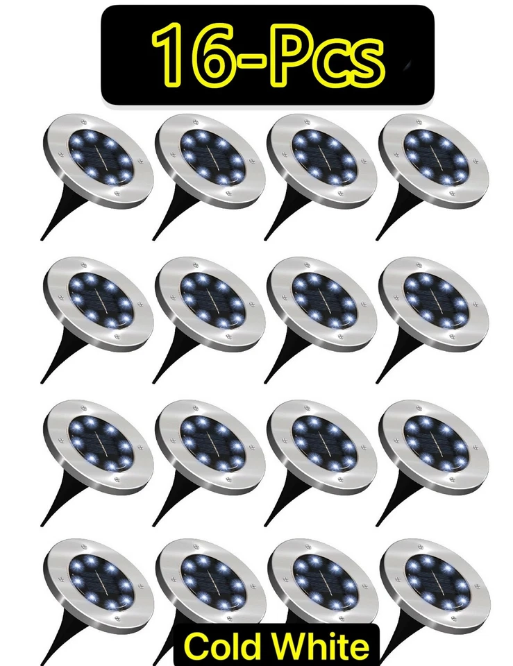 1-16 Pcs LED Solar Power Flat Buried Light In-Ground Lamp Outdoor Path Garden - Image 1 of 4