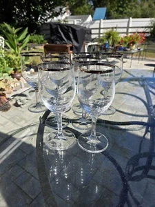 Joanna Haviland Crystal Wine Silver Rim Glasses Mid-Century Modern Set Of 8 - Picture 1 of 19