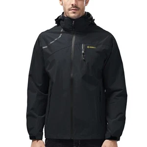 Mens Rain Lightweight Jacket Waterproof Rain Coat Hooded Windproof Windbreake... - Picture 1 of 6