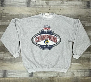 Vintage St Louis Rams Sweater Mens Extra Large Gray Super Bowl Champions 2000 - Picture 1 of 11