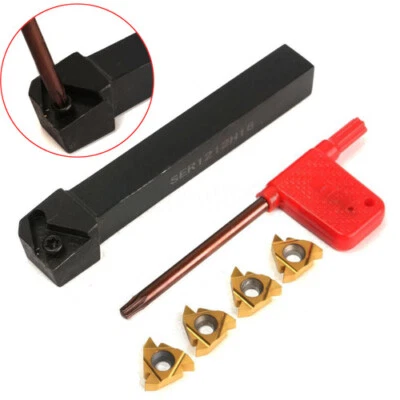 4Pcs 16ER AG60 Threading Insert + 12mm SER1212H16 Lathe CNC Cutting Tool Holder - Image 1 of 4