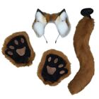 Plush Cosplay Wolf Ears Headdress And Gloves And Tail Set Gift For Cosplayers