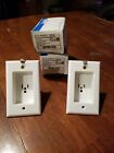 (2) Levito White Clock Hanger Recessed Outlet Receptacle15a Nema 5-15R 688-W-R42