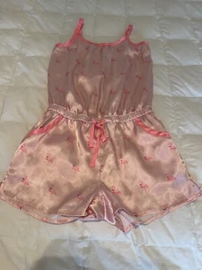 JUSTICE GIRLS ONE PIECE SHORTS PAJAMA WITH FLAMINGOS SIZE 8 NWOT - Picture 1 of 3