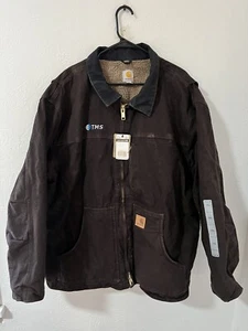Cappotto d'anatra foderato sherpa marrone vintage nuovo con etichette - taglia 2XL - C61 DKB - logo aziendale - Foto 1 di 6