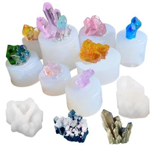 10 Pcs Silicone Crystal Resin Molds Crystal Cluster Molds for Crafts Keychain - Picture 1 of 8