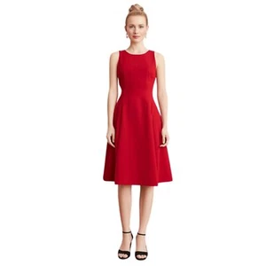 Kate Spade rot Retro inspiriert Fit & Flare Plissee ärmelloses Kleid Größe 6 - Bild 1 von 11