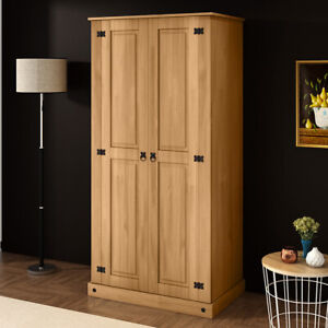 Corona Solid Pine Wood Wardrobe 2 Door Budget Mexican style Bedroom Furniture