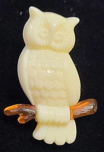 Adorable White Owl Pin. Sitting on a Brown Branch. Avon. - Picture 1 of 4