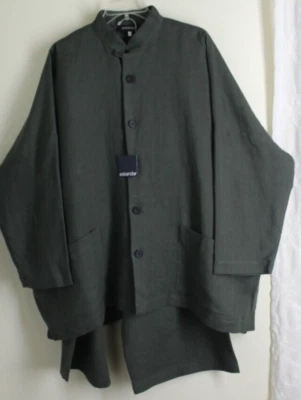 Outfit Set NWT Eskandar Sz 3 18"INSEAM Capris 1 Jacket Heavy Linen - Image 1 of 4