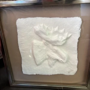 Elchguss selbstgemachte Papierskulptur von Rod Peters gerahmt Schattenkasten signiert EPOC - Bild 1 von 4
