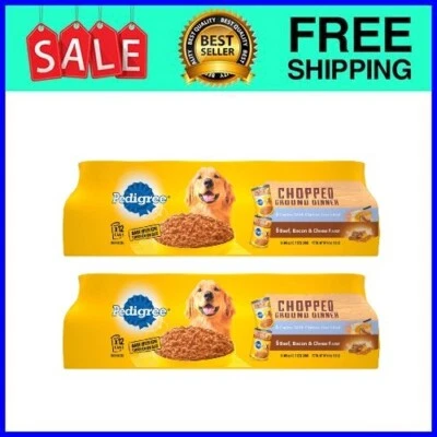 Pedigree Chopped Ground Dinner Meaty Cheese Flavor Wet Dog Food 13.2 oz 24 Cans