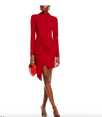 VESTIDO FALDA ENVOLVENTE CUELLO FALSO JERSEY MANGA LARGA AQUA ROJO TALLA L Foto 1 de 4