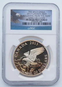 2013 Canada $20 Bald Eagle NGC PF 70 Ultra Cameo Returning from Hunt- .175 C2341 - Picture 1 of 4