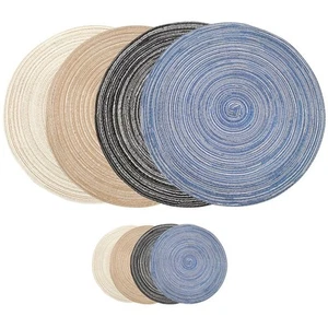 Stylish 12Pcs Round Tablemats Coasters Set for Elegant Kitchen For Dining - Picture 1 of 55