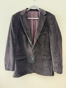 New $595 Hugo Boss Pasolini US Men's 44L Velvet Striped Blazer Burgundy - Picture 1 of 7