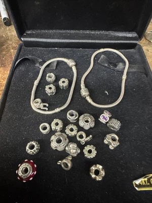 2-Pandora Pulsera con 20 Dijes; Plata de Ley Retirada .925 Mayormente Pandora Foto 1 de 4