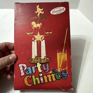 Vintage Swedish Angel Party Chimes Brass Christmas Candle Holder New In Box - Picture 1 of 11