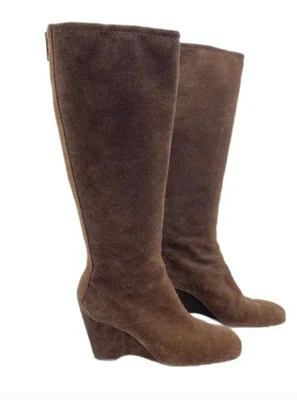 Botas de gamuza Franco Sarto cuña hasta la rodilla talla 9 marrón cremallera lateral completa Foto 1 de 4