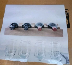 POTTERY BARN Bar Shelf Wall Mount Floating Wine Bottle Holder Hang New 24x15.5 - Picture 1 of 3