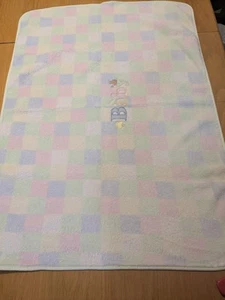 Baby Connection/WalMart Plush Pastel Squares Embroidered "Baby" Blanket  - Picture 1 of 5