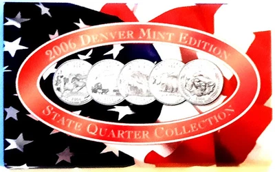 A COMPLETE 2006 D Five Coin "Brilliant Uncirculated" State Quarter Set Box & COA - Image 1 of 2