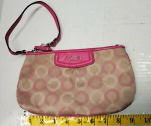 COACH LARGE TAN WITH PINK WRISTLET 