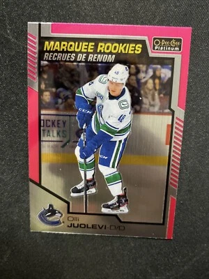 20-21 UD O-Pee-Chee Platinum Marquee Rookie Matte Pink 189 Olli Juolevi - Image 1 of 2