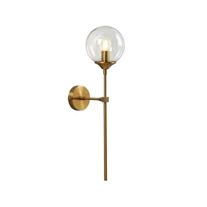 Modern Clear Glass Ball Indoor Wall Lights Sconces Glass Globe with Gold Bras... - Picture 1 of 5