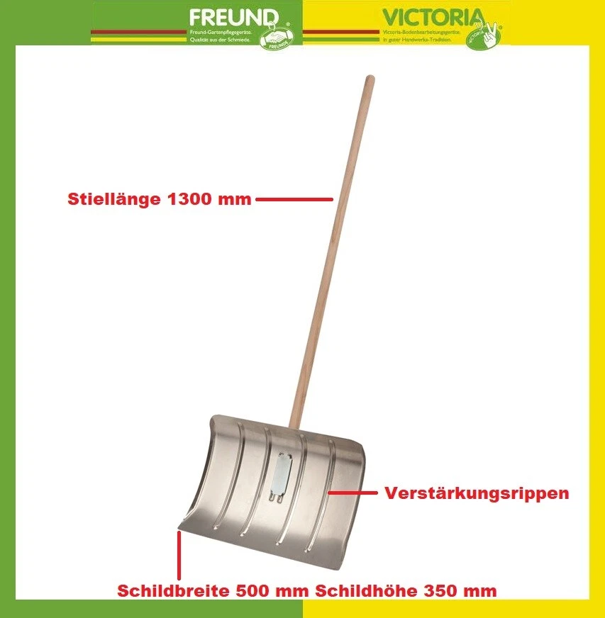 FREUND Schneeschieber Aluminium Leichtmetall B 500 mm H 350mm Stiel-L.1300 mm - Bild 1 von 1