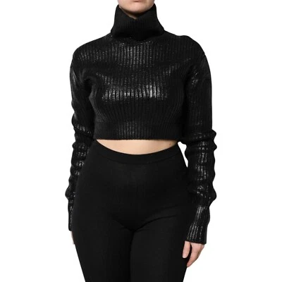 Top DOLCE & GABBANA Negro Lana Manga Larga Cuello Alto Recortado IT40/US6/S 2030usd Foto 1 de 4