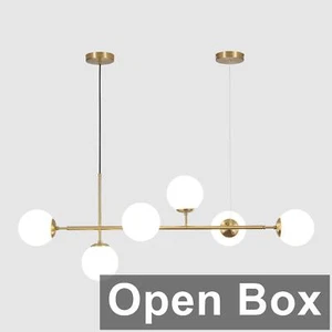 KCO L1039-white - 6 Light Milk Glass Chandelier, White/Gold - Picture 1 of 7