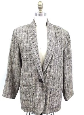 VTG Stijfselkissie Marijke Benedict 1980s Silk Boyfriend Jacket Blazer Gray M - Image 1 of 4